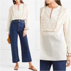 NWT TORY BURCH LIZZIE TUNIC XL IVORY TASSELS $120.